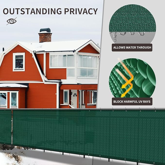 LOVE STORY Custom Size 3'x13' Dark Green Balcony Privacy Screen,UV Block Privacy Fence Screen,90% Shield for Outdoor Pool Garden Apartment Railing