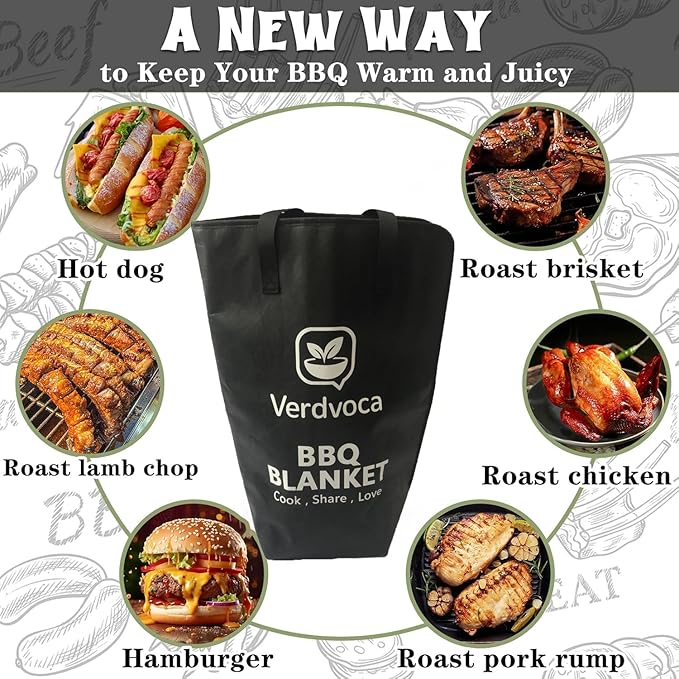 16L Black Collapsible BBQ Prep Tub with Locking Lids & 21 Inch Tyvek Black BBQ Blanket for Resting Meat