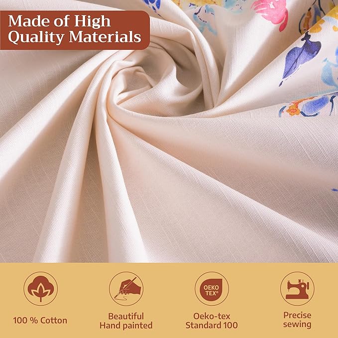 Maison d'Hermine Table Cloth Round Table 100% Cotton Tablecloth for Dining Room, Farmhouse, Home, Hotel, Parties & Wedding - Ideal for Easter Decorations Spring & Summer (Girassol, 69" Round)
