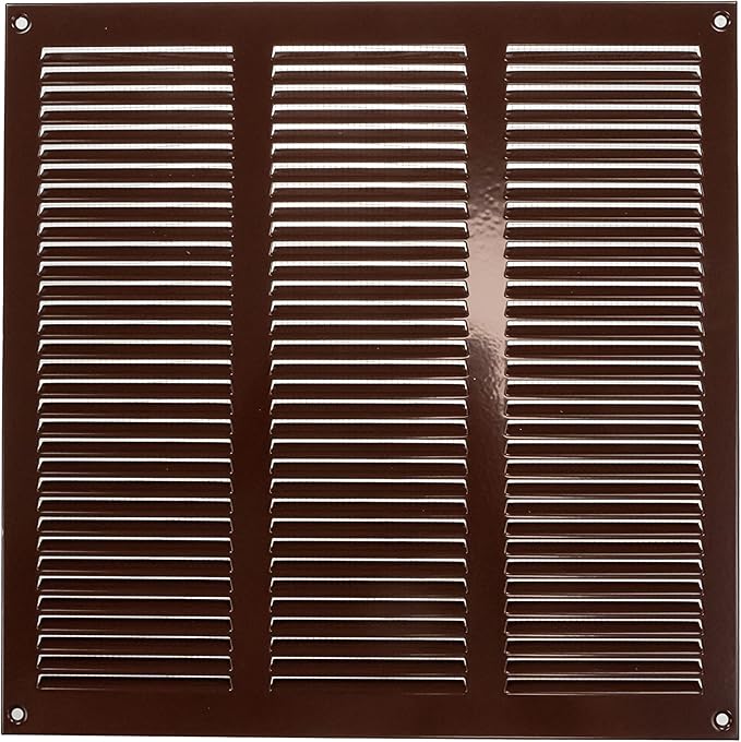 Repa Market 12x12 Inch Air Vent Cover/Brown Galvanized Steel Louvered Grill Cover with Mesh Screen/Wall or Ceiling Vent/Durable Flush Mount HVAC Register for Indoor and Outdoor Ventilation