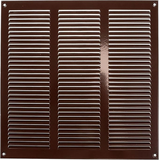 Repa Market 12x12 Inch Air Vent Cover/Brown Galvanized Steel Louvered Grill Cover with Mesh Screen/Wall or Ceiling Vent/Durable Flush Mount HVAC Register for Indoor and Outdoor Ventilation