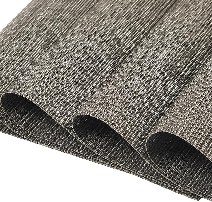 SHACOS Wedge Placemats Set of 4 for Small Round Table Woven Vinyl Non Slip Heat Resistant Table Place Mats Wipe Clean Indoor Outdoor (4, Gray)