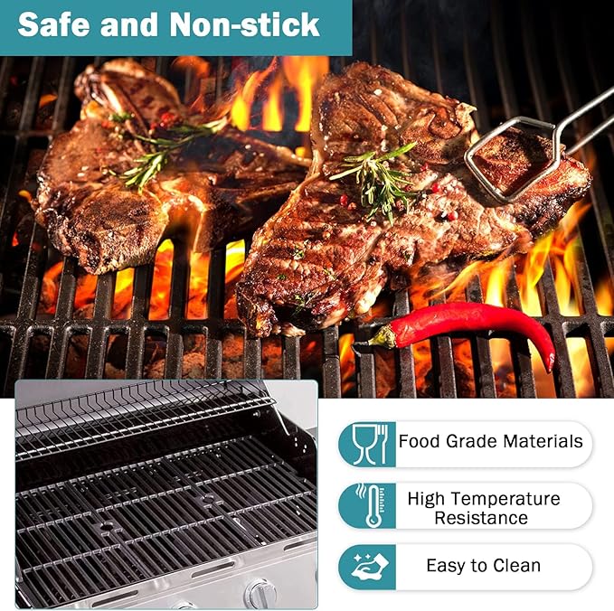 Criditpid Grill Replacement Parts for Charbroil Advantage 4 Burner 463344116, Cast Iron Grill Grates, Stainless Steel Burner Tubes, Heat Plates Shields, Adjustable Carryover Tubes & Igniters Kit.