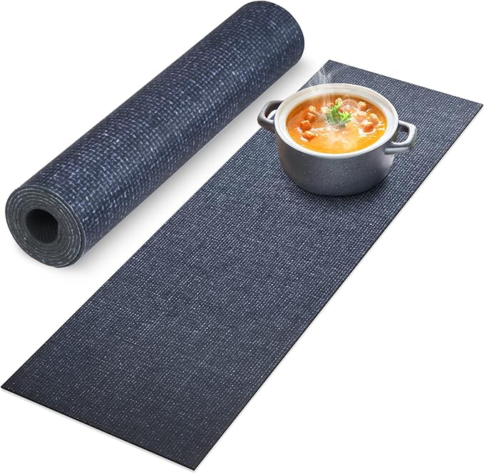 Trivet Table Runner Hot Plates Mat 12 X 40 Inch Heat Resistant Table Protector Waterproof Decorative Farmhouse Kitchen Trivets Counter Heat Proof Placemats for Hot Dishes (Black Line)