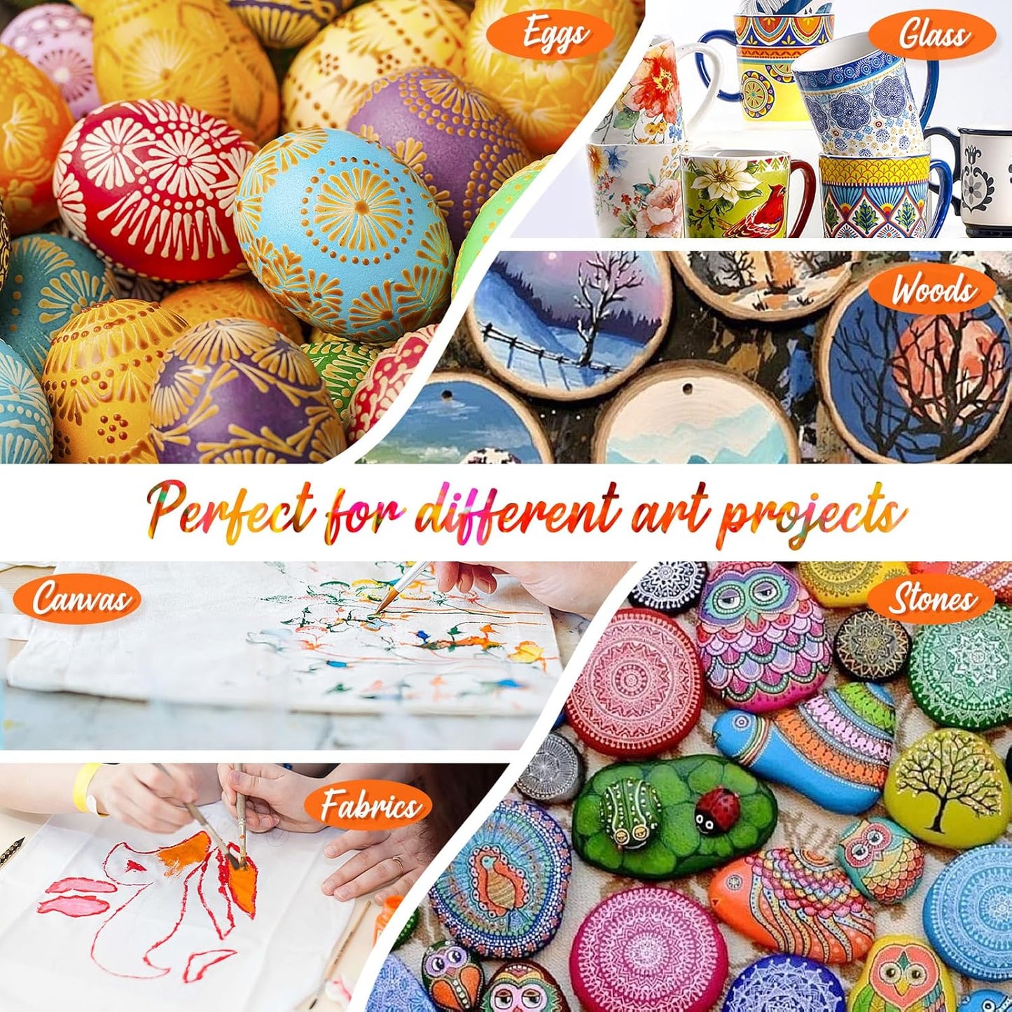 Caliart Acrylic Paint Set with 12 Brushes, 36 Colors (59ml, 2oz) Art Craft Paints Gifts for Artists Adults Beginners Painters, Halloween Pumpkin Canvas Ceramic Rock Painting Kit Art Supplies