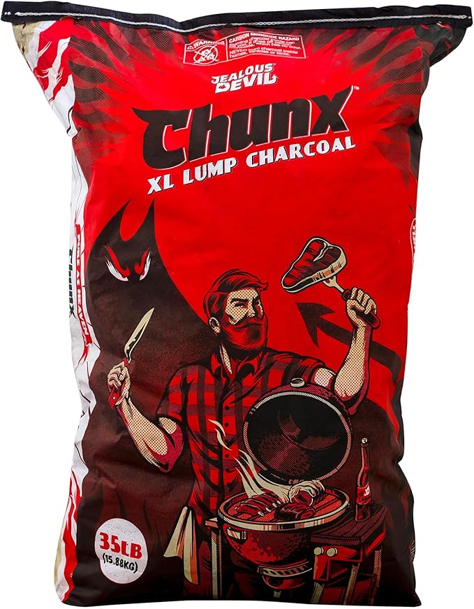 Jealous Devil 100% All Natural Pro Hardwood Lump Charcoal for Barbecue Grilling and Smoking, 35 Pound Bag - Restaurant Quality BBQ Grill Supplies and Fire Starter Accessories