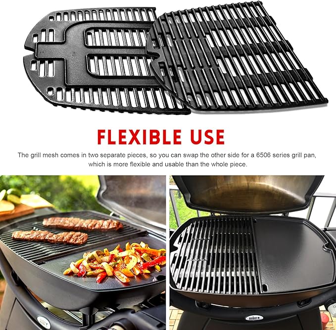 GGC 7646 7584 Grill Grates for Weber Q3200 Q320 Q300 Q3000 Q3100 Gas Grills, 17.8" x 25" Cast Iron Cooking Grates for Weber 586002 57060001 404341 Grill, 2PCS Replacement Accessories for Webber Baby Q