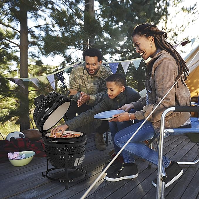 VINGLI 13" Kamado Charcoal Grill Portable Barbecue Grill BBQ Kettle Stand Lid Perfect for Outdoor Camping Patio Backyard Picnic