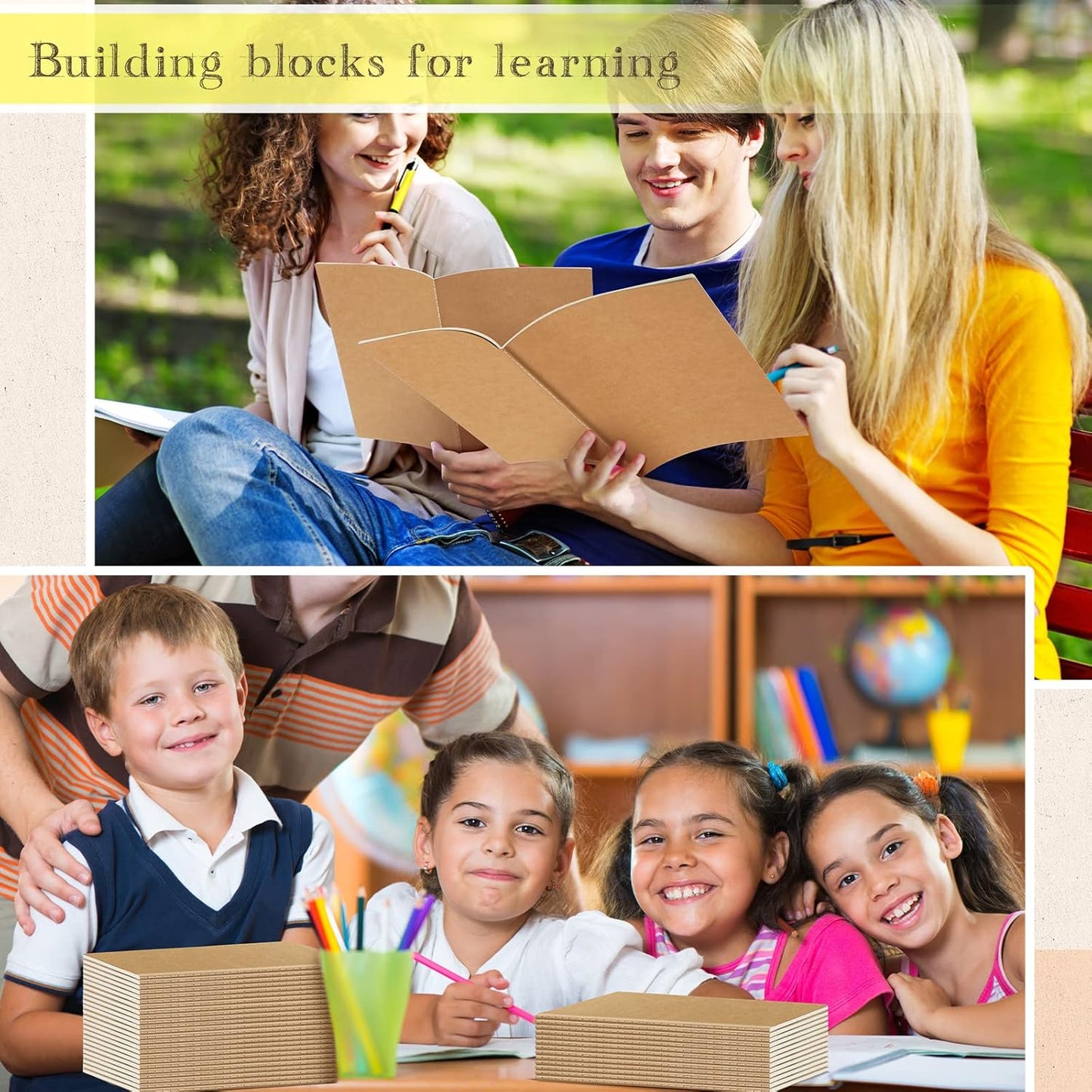 Handepo 100 Pack Composition Notebooks A5/A6 Ruled Lined Composition Kraft Notebooks Bulk Soft Cover Journals Travel Diary Memo for Students Classroom Office Supplies(A5,Kraft Color)