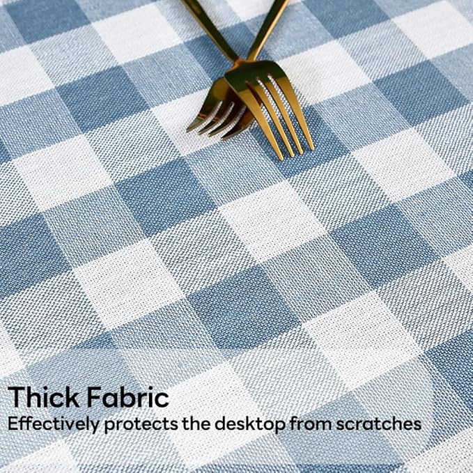 Gingham Tablecloth Rectangle Table Cloth Heavy Duty Cotton Checkered Table Cover for Spring Picnic Kitchen Dining(C-Sky Blue, 52x70 inch)