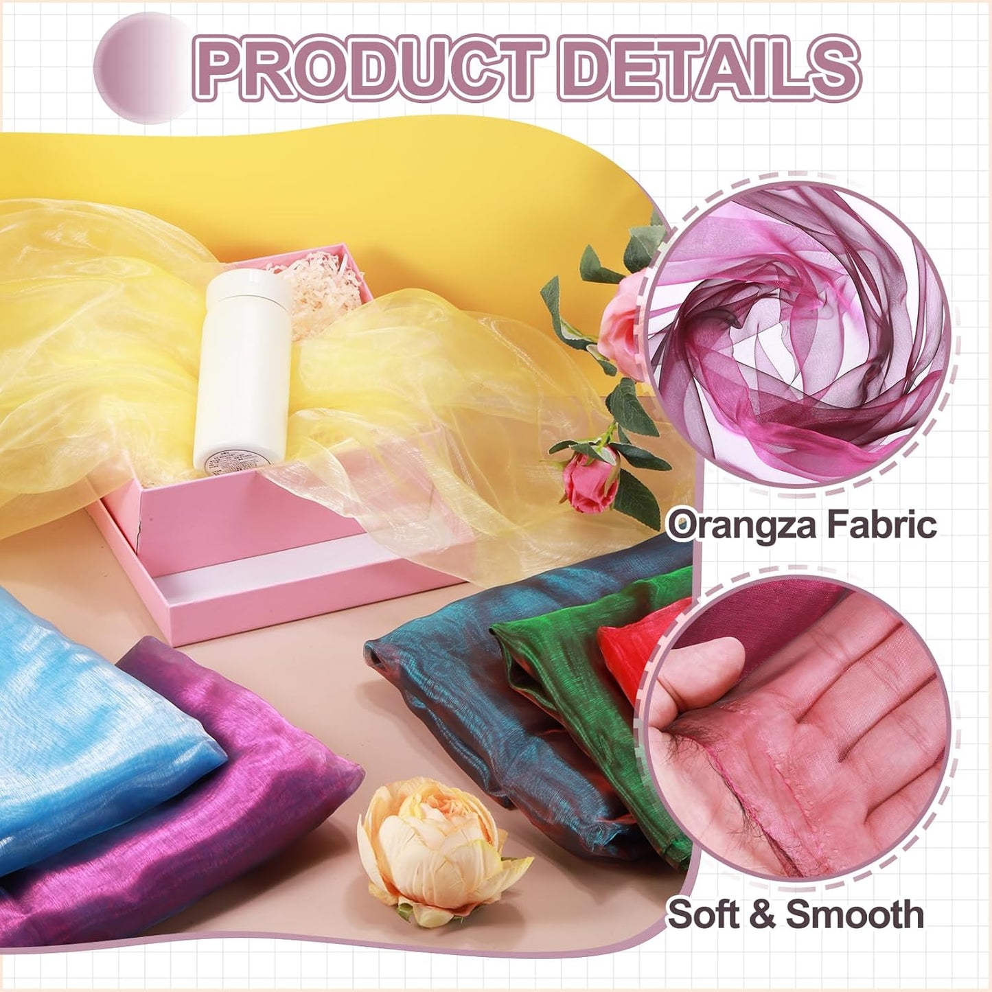 MECCANIXITY Iridescent Sheer Organza Fabric, 10 Yards x 59 Inches Solid Holographic Shiny Fabric Organza Cloth for Wedding, Curtains, Costume, Photo Background, Gradient Golden Black