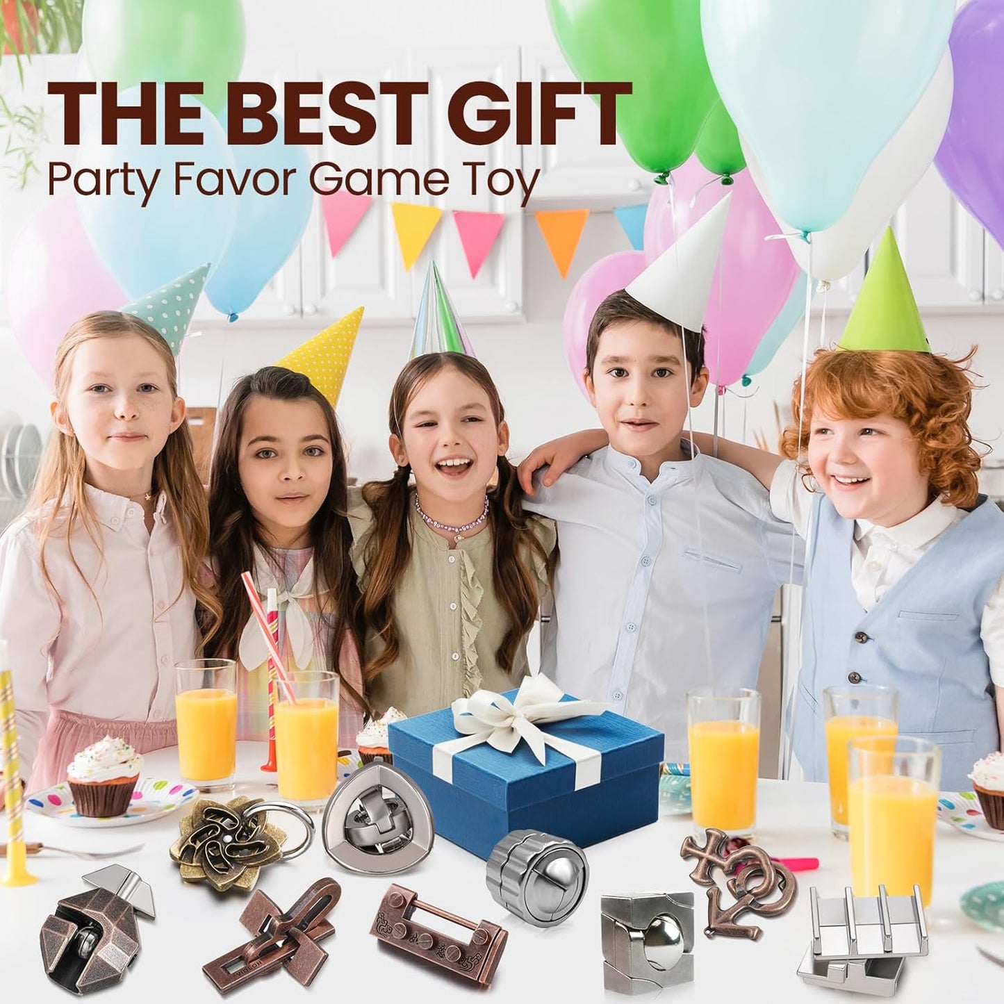 Wettarn 9 Pcs Metal Brain Teaser Puzzles Teaser 3D Steel Puzzle for Adults Unlock Interlocking Games IQ Education Smart Logic Test Toys for Adults Mind Challenge(Educational Style)