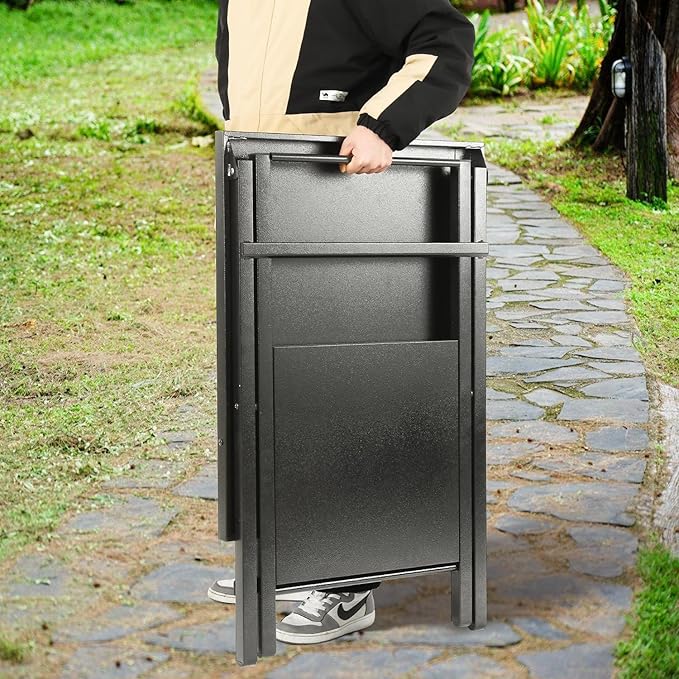 Folding Grill Table with Extra Storage Bottom Shelf, Indoor & Outdoor Prep Table with Garage Rack & Tissue Holder, Pizza Oven Stand for Pizza Oven & Blackstone Griddle, 30" x 24", Black