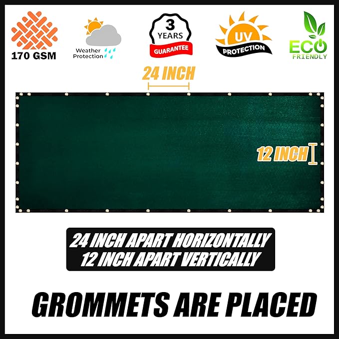 Royal Shade Custom Size 4' x 80' Green Fence Privacy Screen Windscreen Cover Netting Mesh Fabric Cloth - Cable Zip Ties Included (We Make Custom Size)