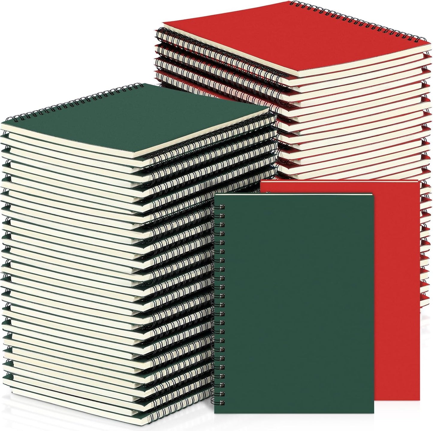Yahenda 18 Pcs Spiral Notebook Bulk A5 Journal Lined 8.3'' x 5.5'' Writing Composition Paper Small Notepad Subject Notebook for Students Office Business Back to School Supplies (Deep Green,Red)