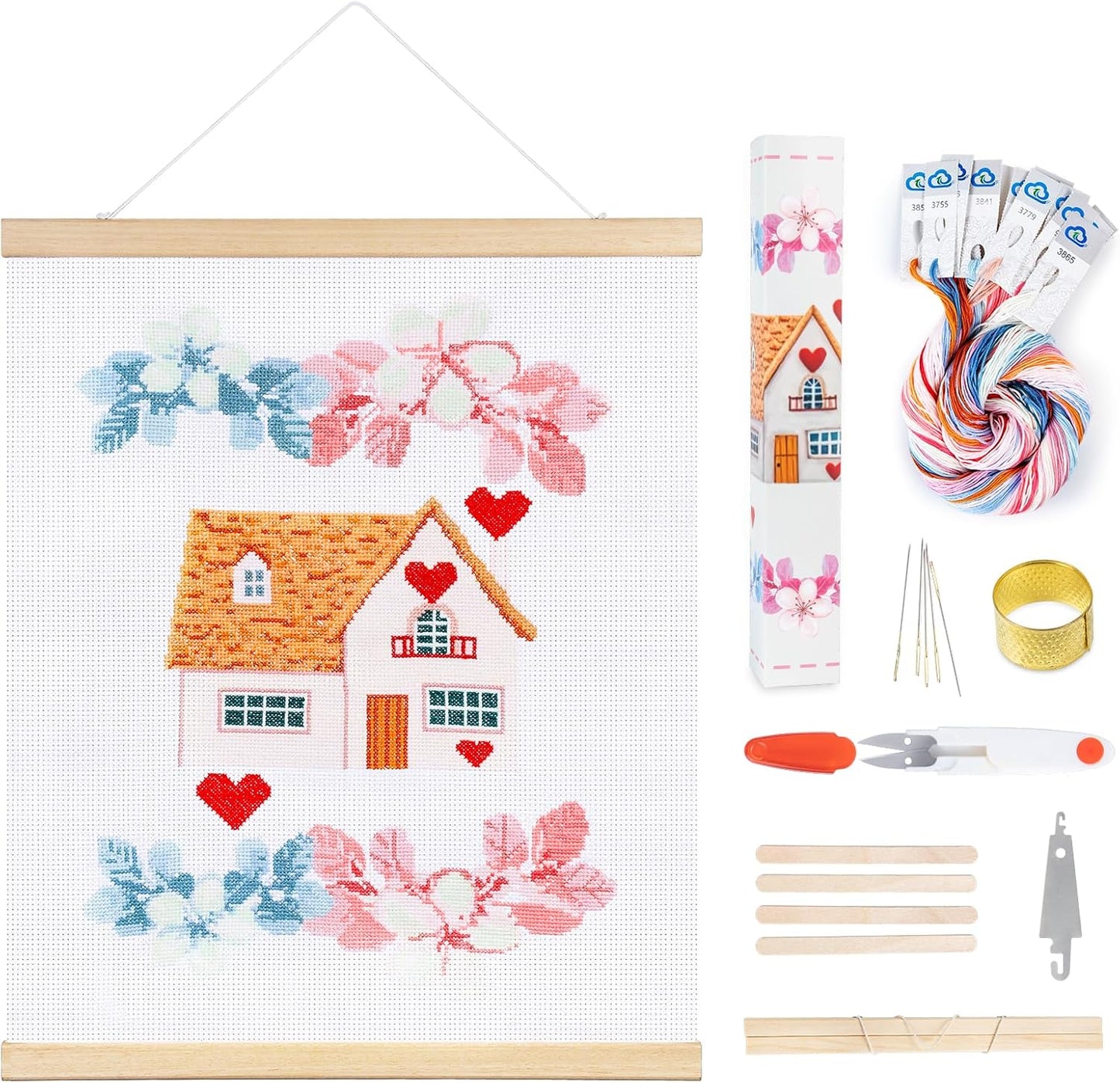 XuZBDia Love Style Cross Stitch Kits,16 x 19 Inches Embroidery Kit，11CT Mesh Cotton Fabric,Gift Box Packaging,Can Be Given As a Gift to Family or Friends