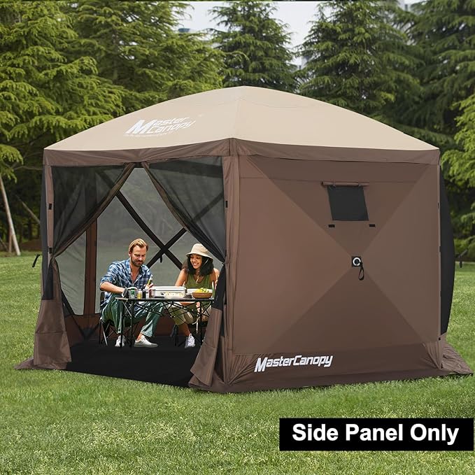 MASTERCANOPY Wind Screen Side Panel with Window for 10x10 Escape Screen Shelter Canopy Tent - Weatherproof, UV Resistant Sun Shade Attachment Accessory (Coffee Brown, 1 Pack)