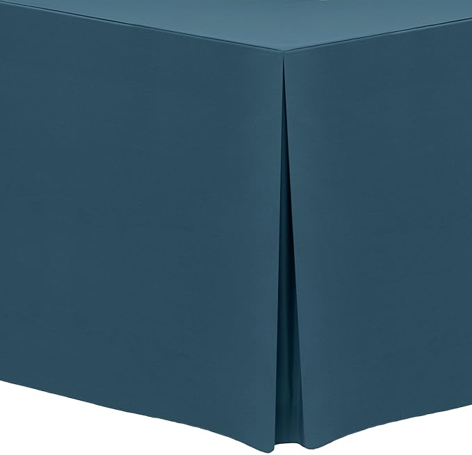 Ultimate Textile -10 Pack- 5 ft. Fitted Polyester Tablecloth - Fits 30 x 60-Inch Banquet and Folding Rectangular Tables - 42" H, Wedgewood Blue