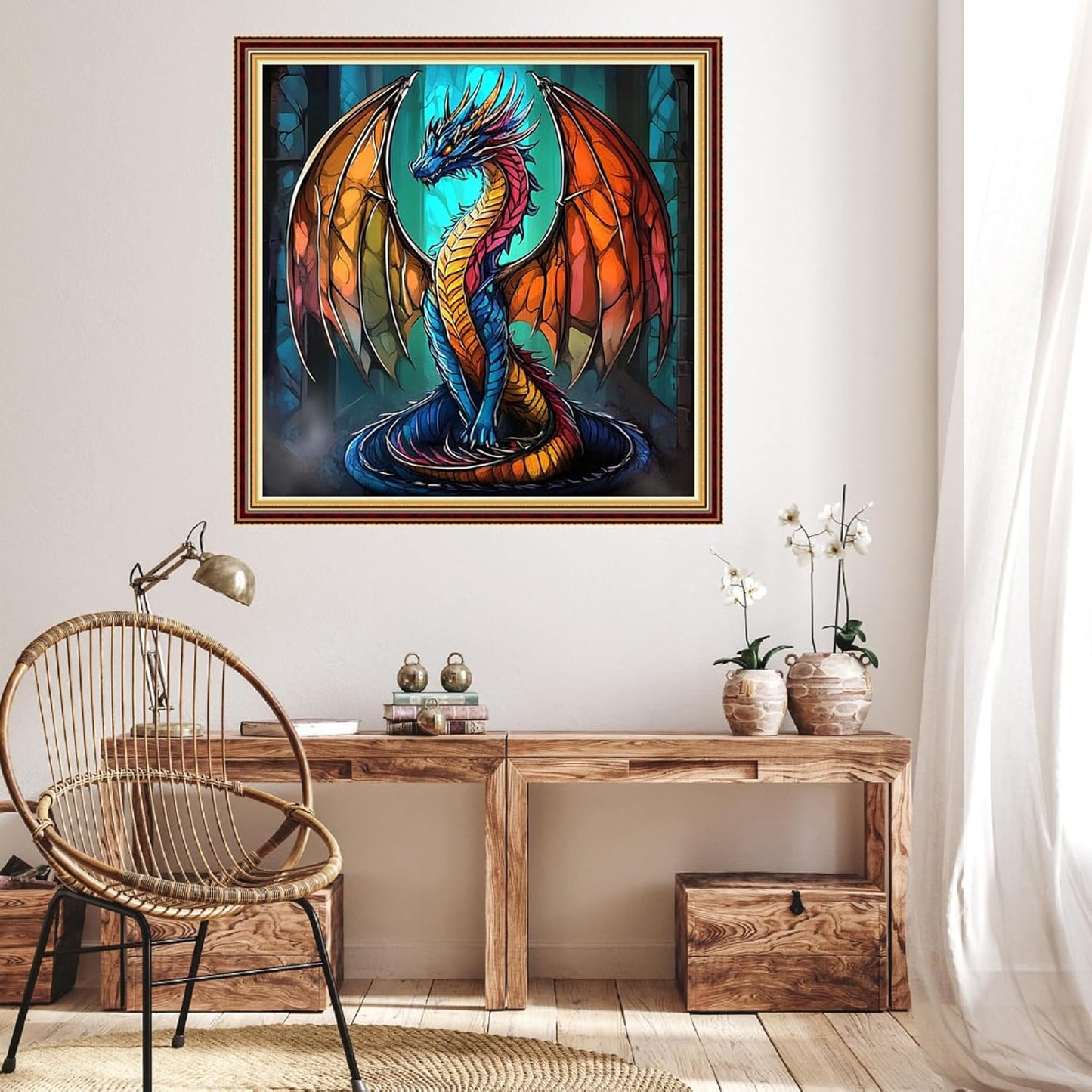 Hopeart Stamped Cross Stitch Kits for Beginner Embroidery Kits for Beginners Adults DIY 11CT Cross Stitch Patterns Needlepoint Kits Crossstitching Kits-Colorful Dragon 18x18 inch