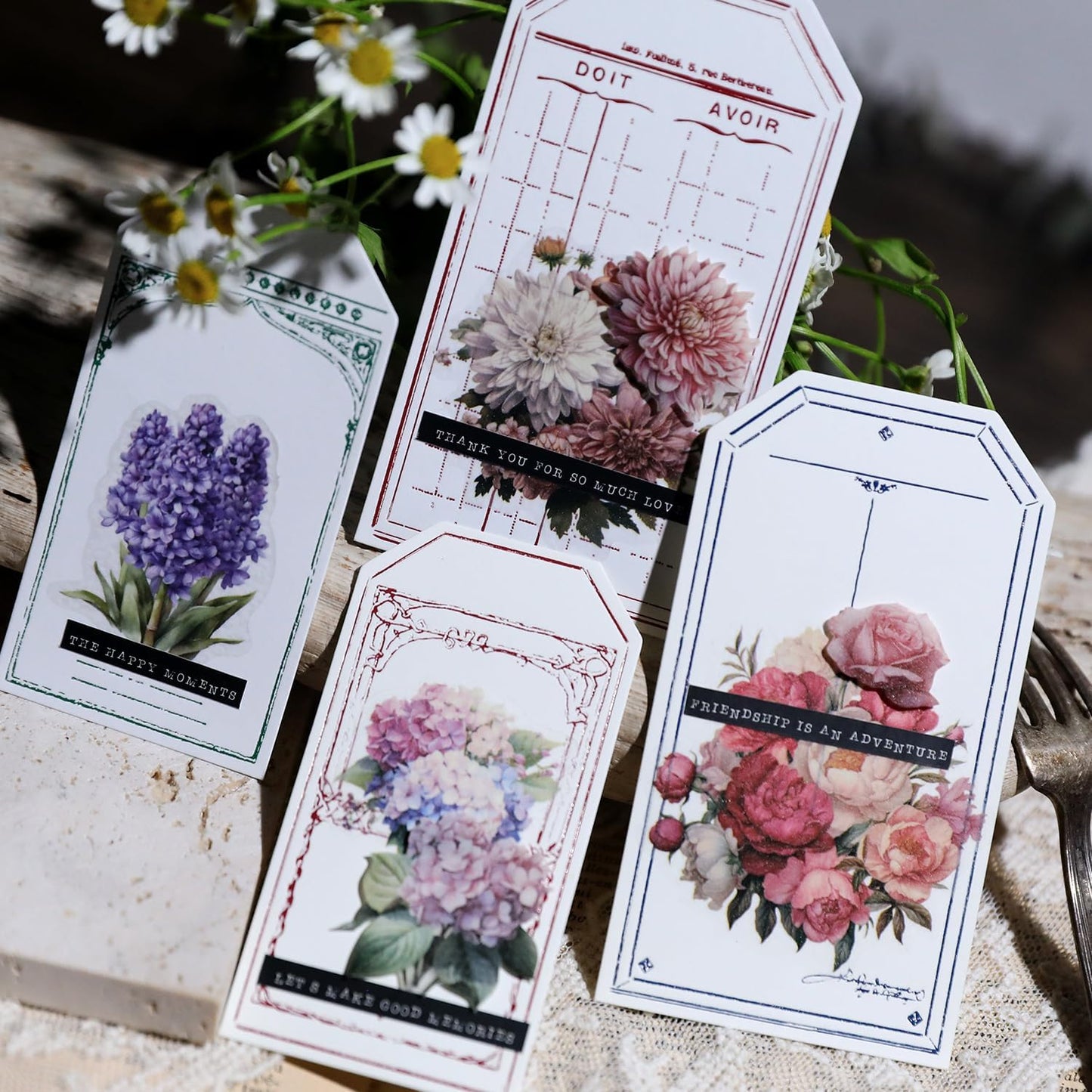 Vintage Vellum Stickers Floral Plants Elements Scrapbooking Supplies Flowers Botanic Natural Translucent Paper Self-Adhesive Junk-Journal Items (Blooming Flowers)