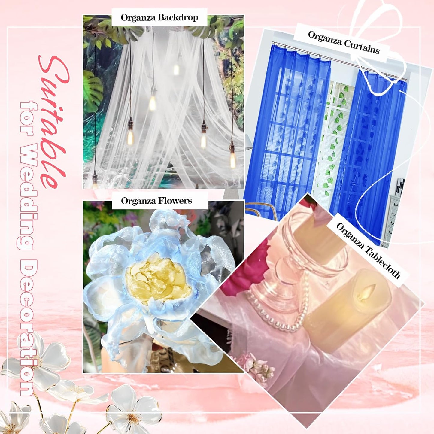 VACVELT Sheer Organza Fabric by The Yard, 60 Inch Wide Red Organza Fabric Bolt Bridal Sheer Tulle Fabric, Silk Organza Fabric Roll for Wedding Party Decorations Backdrop Curtain (2 Yards)