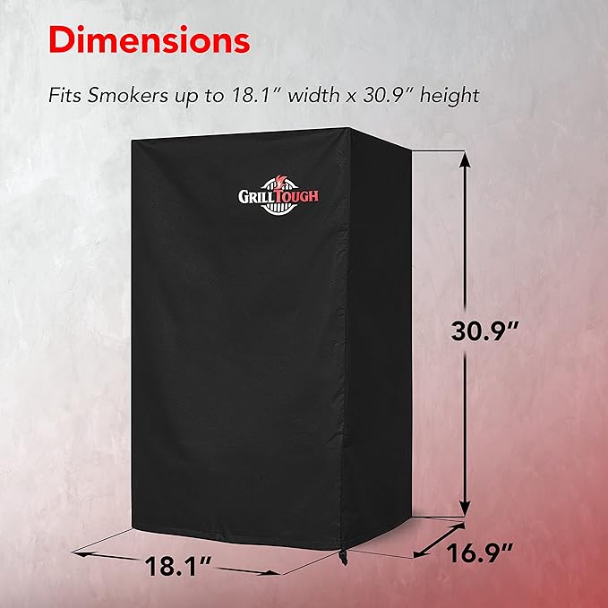 Heavy Duty Smoker Cover, 30 Inch – Waterproof, Weather Resistant, UV & Fade Resistant with Adjustable Straps – BBQ Cover for Flat Grill, Black