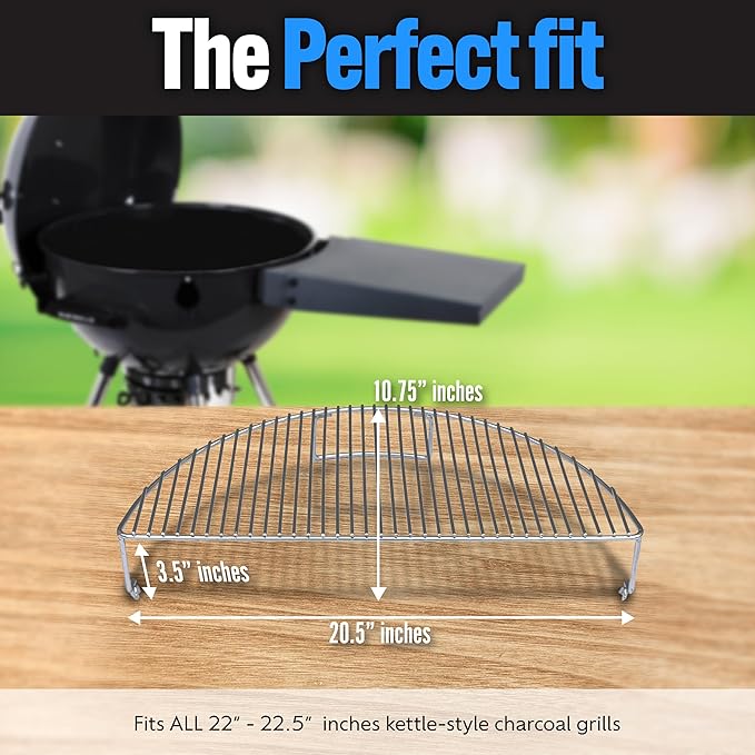 SnS Grills Slow ‘N Sear Elevated Cooking Grate - Compatible with Weber and Other Grills - Heavy Duty Stainless Steel, More Grill Space for Tailgating, Camping, and Backyard Cooking