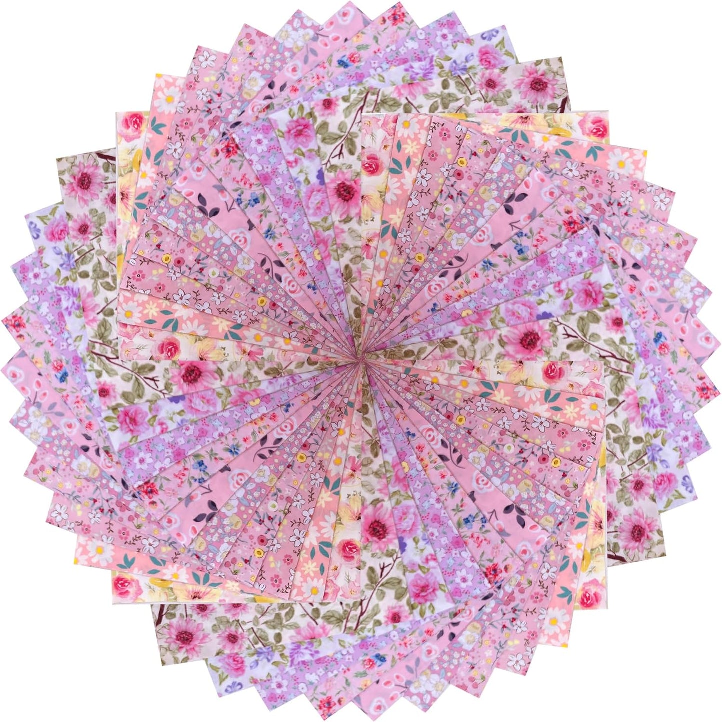 HANPATQUI 50PCS 12 x 12 inch Pink Printed 100% Cotton Fat Quarters Fabric for Sewing and Quilting Bundles Precut Fabric Square for DIY Craft Patchwork