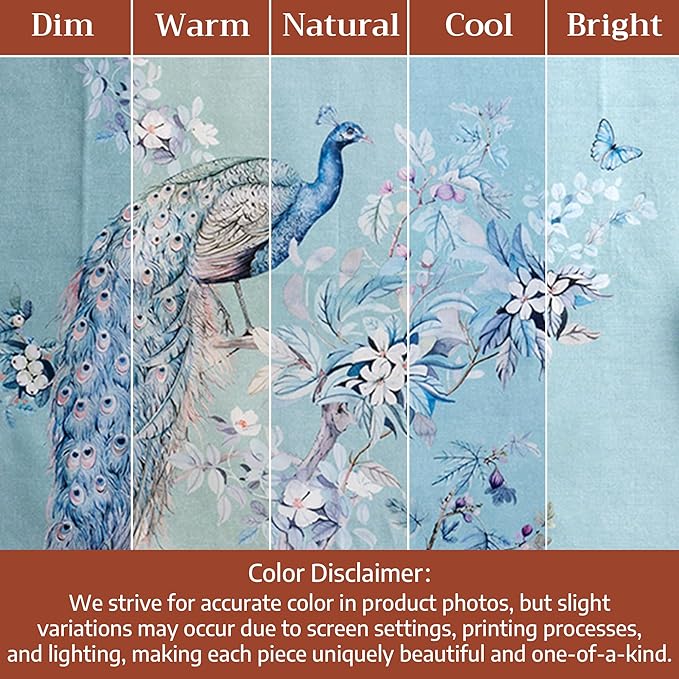 Maison d' Hermine Premium Table Cloth Rectangle Table 100% Combed Cotton 90 x 70 Inches Tablecloth Reusable Decorative for Dining Room Home Party Festive Wedding - Peacock Utopia - Pastel Turquoise