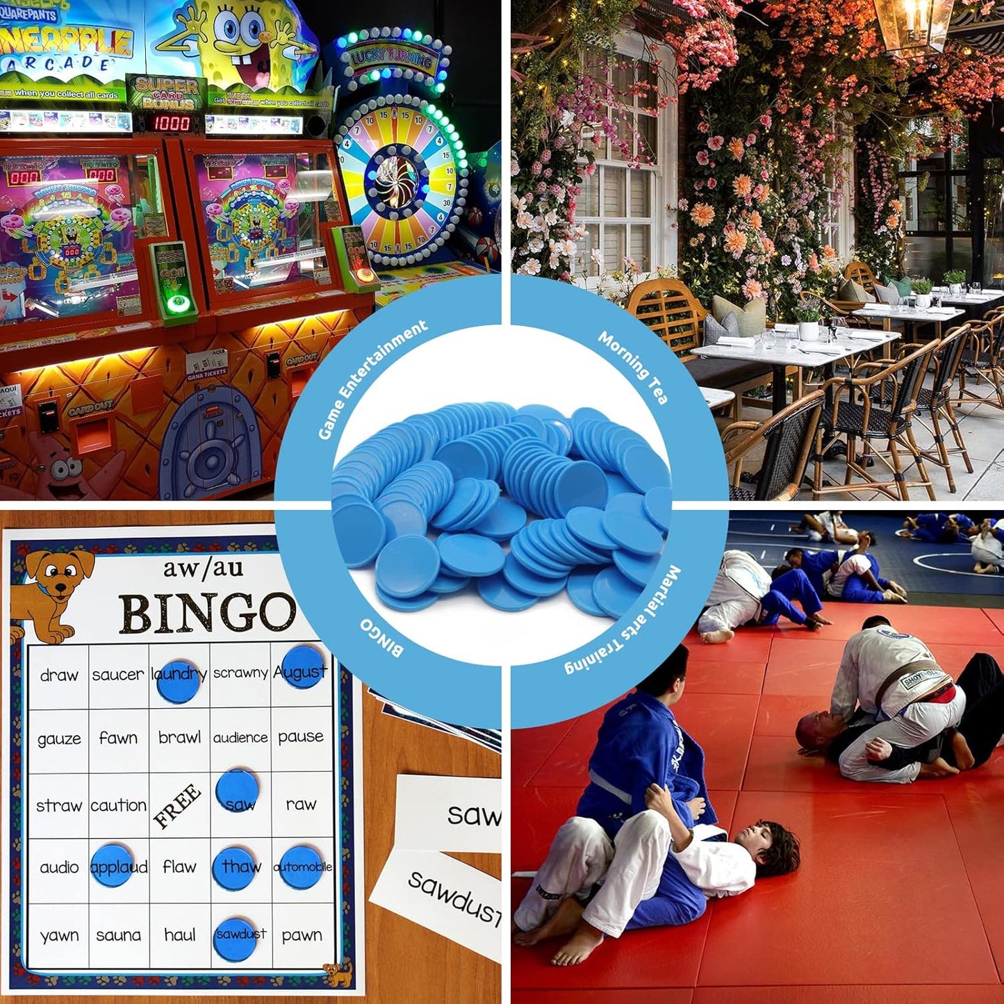 Set of 100 Opaque Plastic Learning Counters Mini Poker Chips Game Tokens with Storage Box (Deepsky Blue, 1.26 Inch)