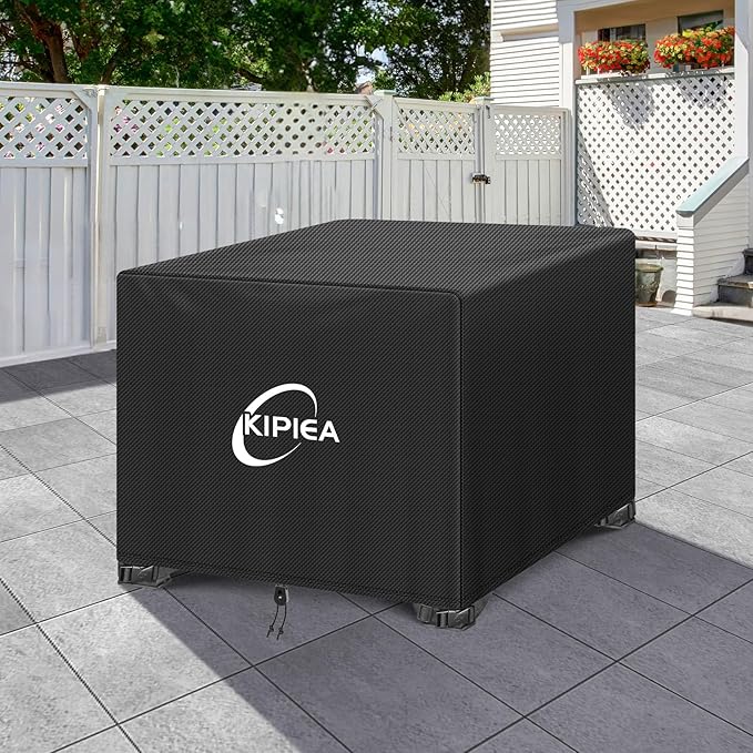 Kipiea Square Fire Pit Cover - Upgraded 600D Strong Tear Resistant, 100% Waterproof Fire Pit Table Cover, UPF 50+ Outdoor Firepit Cover Square Fading Resistant, 40" L x 40" W x 24" H