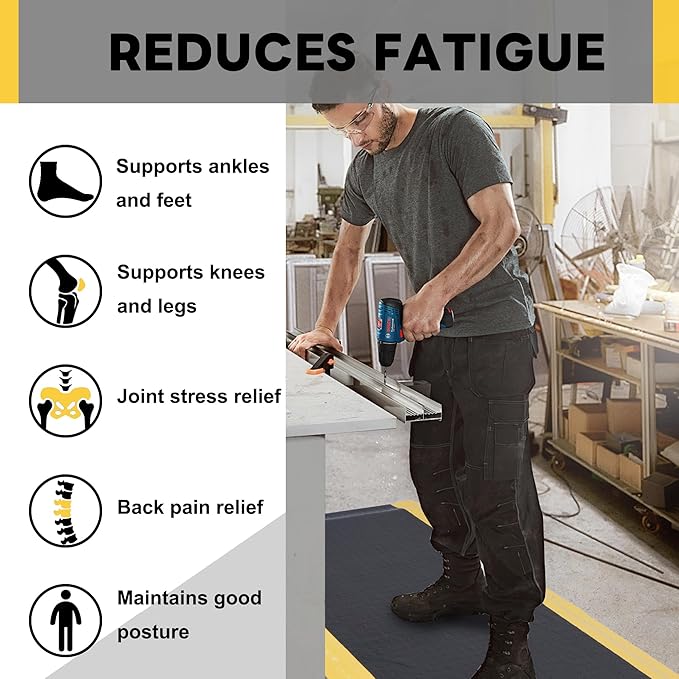 Nisorpa Anti Fatigue Mats Industrial 2' x 5' Ergonomic Standing Mat 15/16" Extra Thick Kitchen Mats for Standing Heavy Duty Commercial Diamond Plate - Safety Support for Leg & Back Pain