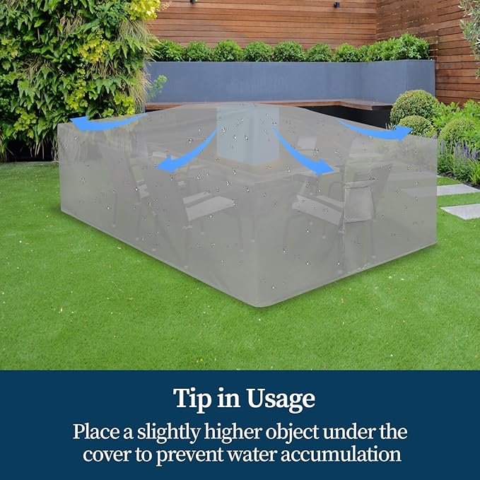 Easy-Going Square Patio Furniture Cover Waterproof Outdoor Dining Table and Chair Cover Anti-UV Outside Sectional Sofa Set Covers (126"L x 126"W x 32"H, Grey)