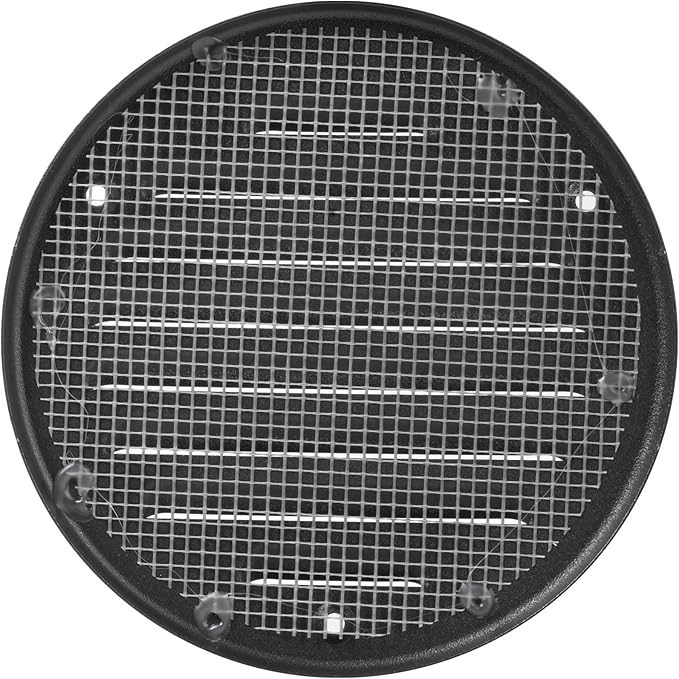 Square Ventilation Grille / 5" Inch Inside Measurement/Black Metal Air Vent Louver - Inside/Outside use/Ø 5.25" Inch Outer Measurement