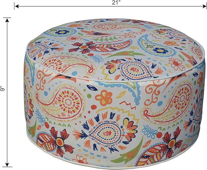 Kozyard Inflatable Ottoman Stool - Portable Round Pouf for Indoor/Outdoor Use - Perfect Small Foot Rest or Seating for Kids and Adults - Ideal for Camping or Home (Abstract Warm)