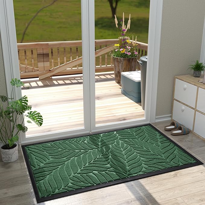 Yimobra 47x32 Large Door Mat Outdoor Indoor, All-Season Waterproof Door Mat Outside Entrance, All-Weather Non-Slip Outside Doormat for Garage Patio Entryway, Green