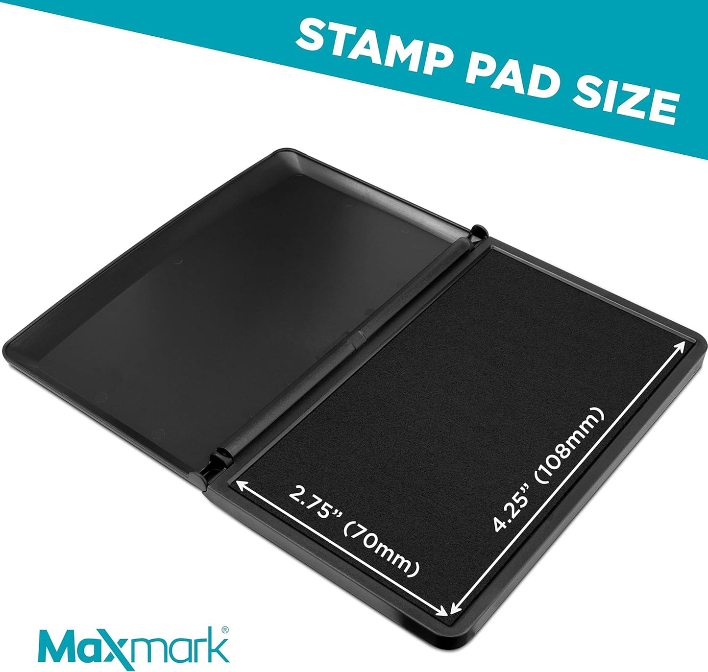 MaxMark Large Black Stamp Pad - 2-3/4" by 4-1/4" - Premium Quality Felt Pad