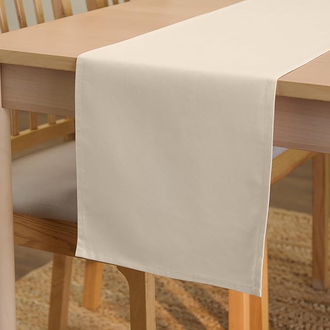 Encasa XO Table Runner 13"x72" Long | Cotton Canvas Fabric | Natural Solid Color | Machine Washable & Durable