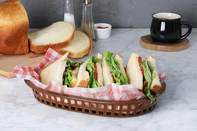 New Star Foodservice 44003 Fast Food Baskets, 10.5 x 7 Inch, Set of 12, Brown