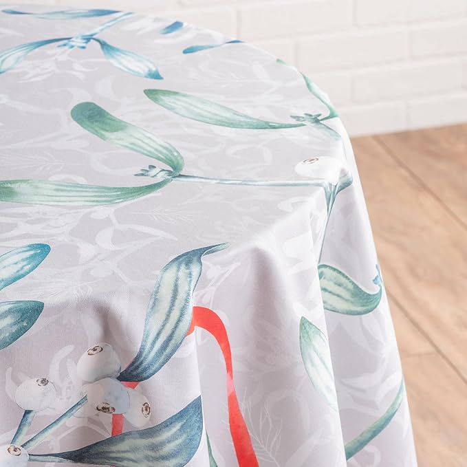 Maison d' Hermine Table Cloth Round Table 100% Cotton 63 Inches Fall Tablecloth Reusable Everyday Use for Thanksgiving Christmas Decorations Dining Farmhouse Party (Enora)
