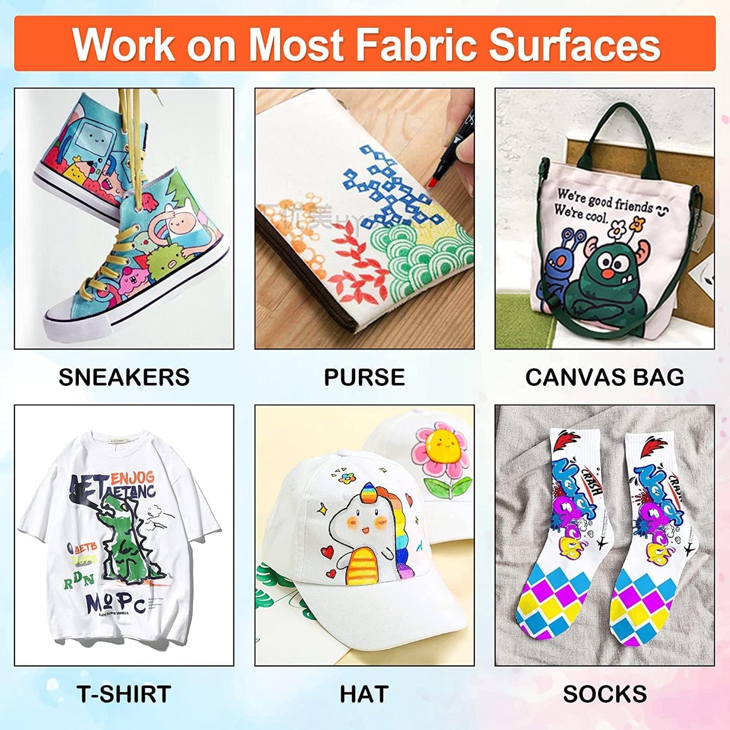 Shuttle Art Fabric Markers Pens, 40 Colors Dual Tip Fabric Markers Permanent No Bleed Pens for T-Shirts Sneakers, Non-Toxic & Child Safe Permanent Pens for Kids Adult Painting Writing