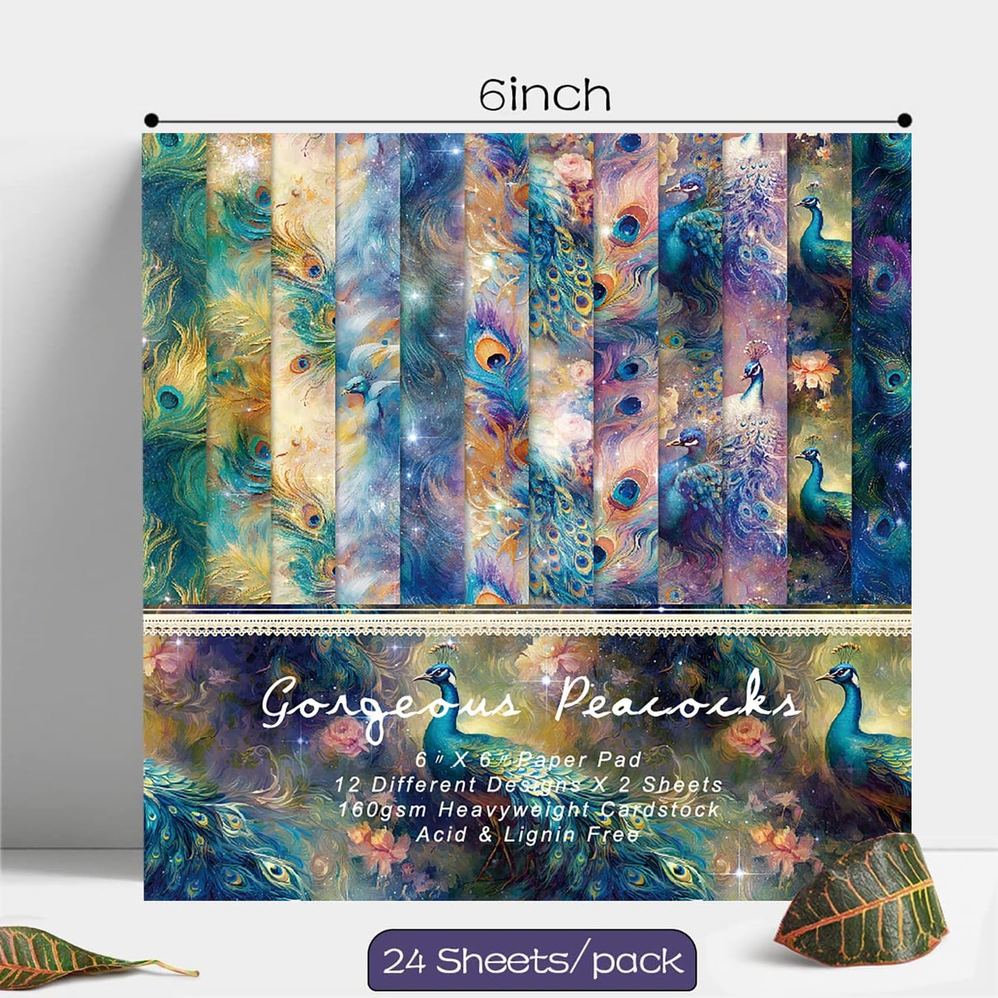 YASMEN Scrapbook Paper Pad 6x6, Patterned Cardstock, Single-Sided Decopodge, DIY Decorative Craft Paper, Scrapbooking Junk Journal Gift Card Making Supplies - 24 Sheets