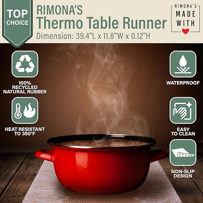 RIMONA'S Thermo Heat Resistant Table Runner - American Flag Bar Mat Trivet for Hot Dishes and Drinks, Protect Tables, Countertops, Waterproof Man Cave Decor, Home Bar Accessories - 40" Proud American