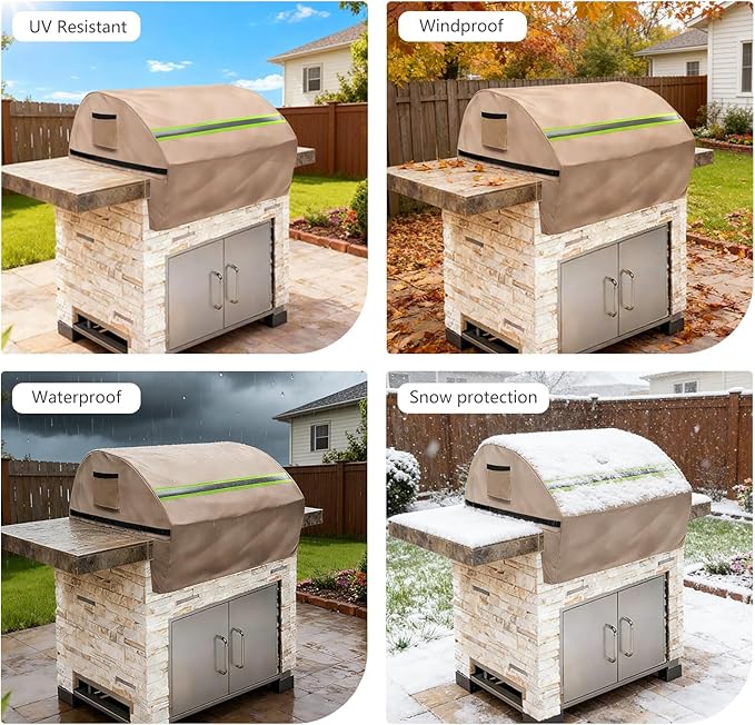 Built in Grill Cover for Bull 30-Inch grill heads - Heavy Duty 600D with Reflective Strips and Plush Lining,Protects the built in grill while enhancing its visual appeal, 25.5"L x32.5"W x22.5"H,Khaki