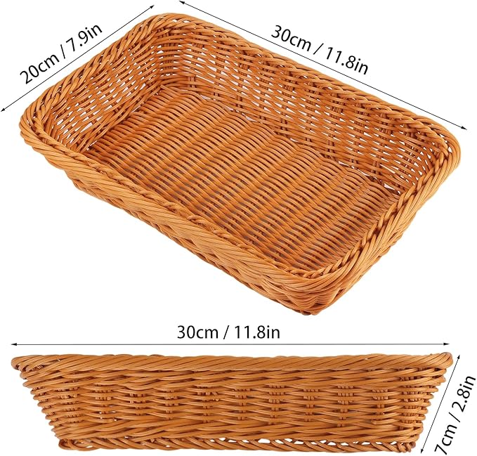 6 PCS 12x8 Inch Wicker Bread Basket, Woven Serving Basket, Tabletop Food Serving Basket for Restaurant, Bakery, Family Party, Hotel, Fruits, Vegetables and Snacks, Brown