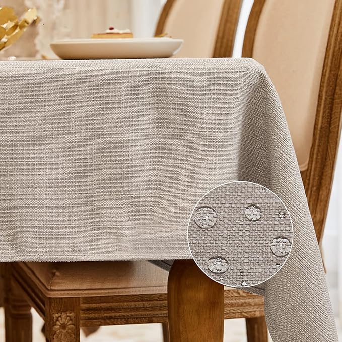BALCONY & FALCON Rectangle Tablecloth Washable Wrinkle Resistant and Water Proof Table Cloth Decorative Linen Fabric Tablecloths for Dining Parties Kitchen Wedding and Outdoor Use (Beige, 57x85)