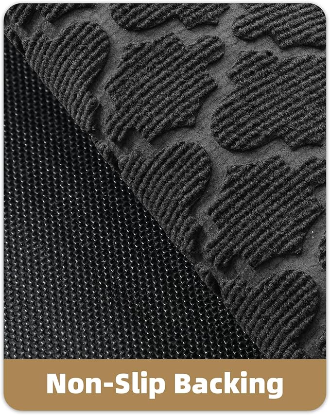 Color&Geometry Front Door Mat Outside Entrance, Heavy Duty Non Slip Low Profile Doormat for Entryway, Trap Dirt and Moisture Welcome Mats All-Weather, Easy Clean, Patio, Garage, 24"x48" Grey