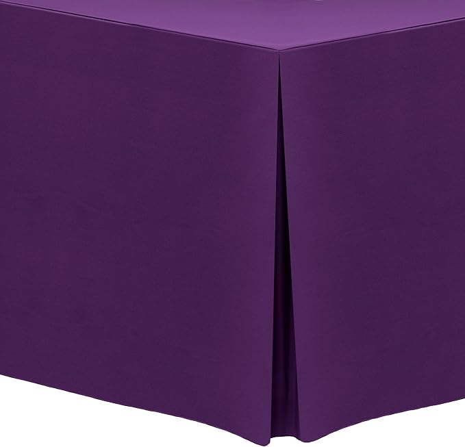 Ultimate Textile -10 Pack- 5 ft. Fitted Polyester Tablecloth - Fits 30 x 60-Inch Banquet and Folding Rectangular Tables - 42" H, Plum