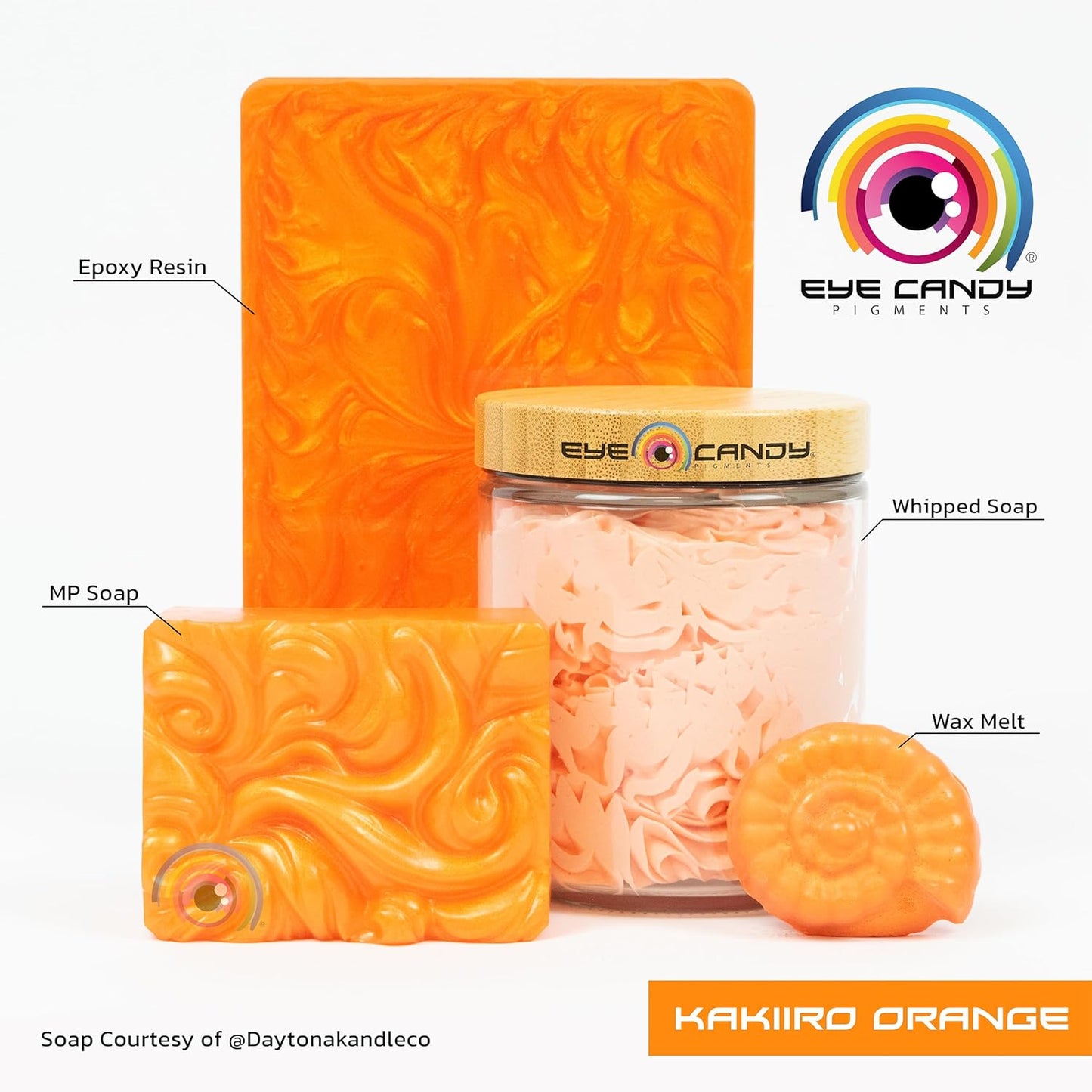 Eye Candy Pigments Premium Orange Mica Powder - Kakiiro Orange (50gr) - for Epoxy, Resin, Soap, Paint, Woodworking, Acrylic Pouring, Bath Bombs, Fishing Lures - DIY Arts and Crafts Additive