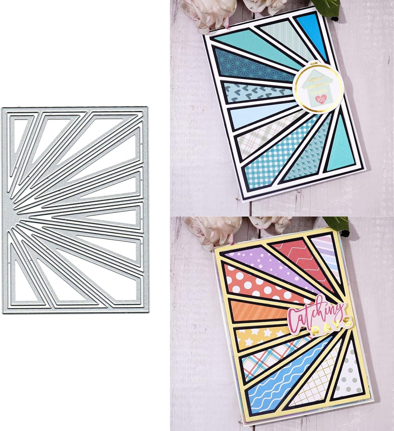 Mvchifay Cutting Dies for Card Making Metal Die-Cuts Scrapbooking Tool Hollow Frame DIY Craft Punch Template Embossing for Paper Album Decor (Sun Frame-14x10cm)